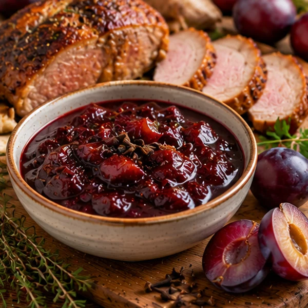 Фотореалистичная кулинарная иллюстрация: Сливовый соус к мясу с гвоздикой: как получить пряность, а не компот