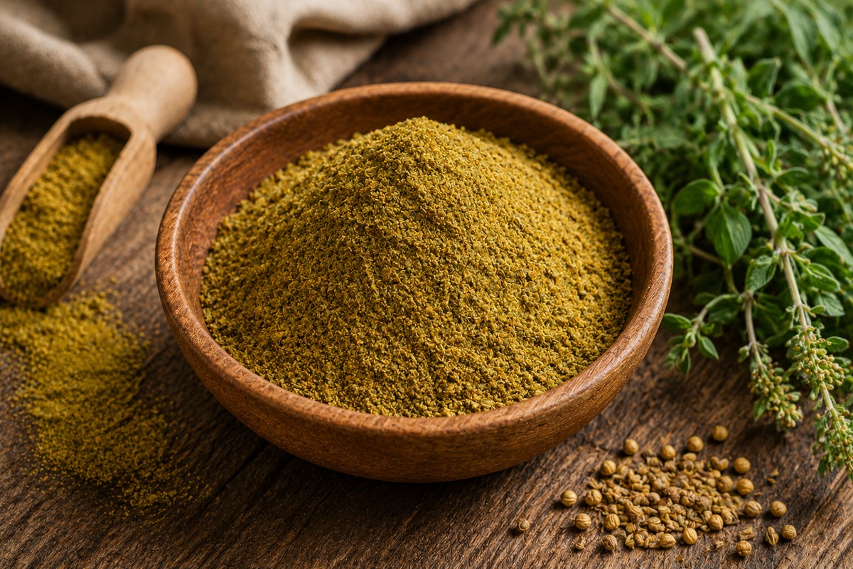 Молотый уцхо-сунели в деревянной ложке